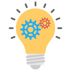 
A light bulb having brain inside symbolising creative brain flat icon
