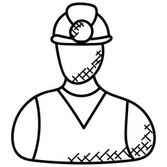 
A construction worker doodle icon design avatar
