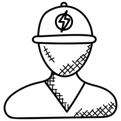 
A construction worker doodle icon design avatar

