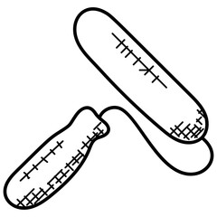 
A wall painting brush, paint roller
