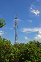Mobile phone antenna on sky background