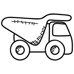 
An icon depicting transportation truck full with stuff, a dump truck full with waste material
