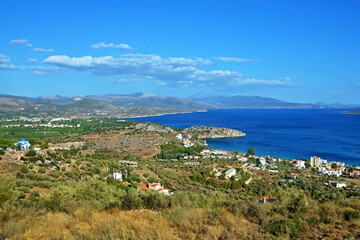 Greece-view on the town Tolo and church