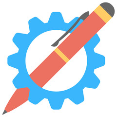 Pen with gearwheel used for geometric symbol