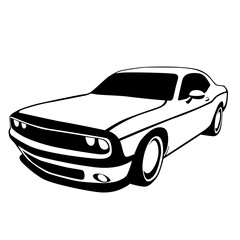  sport car,vector illustration, lining draw, profile view