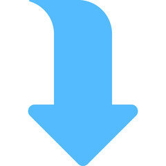 
An arrow indicating downward direction, down arrow 
