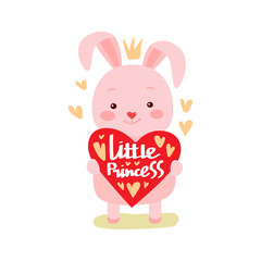 Cute bunny girl with crown. Dream Big Princess