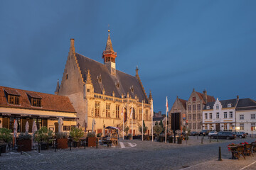 Town hall and main square in the historic town of Damme in Belgium.