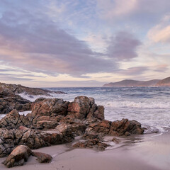 Fototapeta na wymiar Waves Crashing Against the Rocks. Muxia, Costa da Morte, Galicia, Spain.