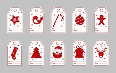 Set of christmas tags