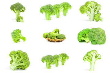 Set of broccoli cabbage on a white background