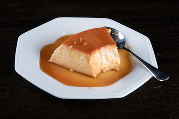 Delicious condensed milk pudding. Brazilian dessert.