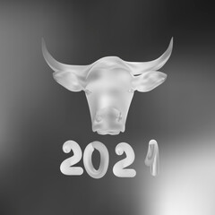 Metal bull. Symbol of the new year 2021.