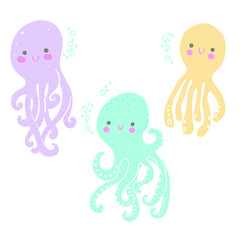 octopus set on the white background