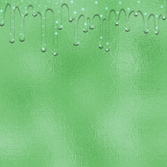 Dripping glitter paint on foil background