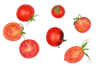 Tomato slices isolated on white background, clipping path, top view