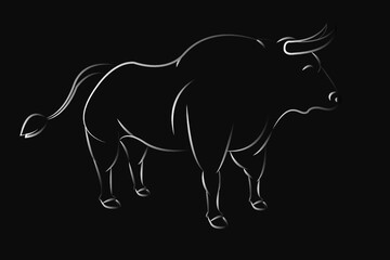 silhouette of a bull 
on black background