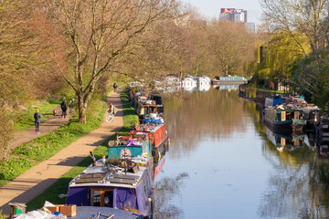 Fototapeta na wymiar London, UK, 2020: A sunny day in Hackney during Lockdown