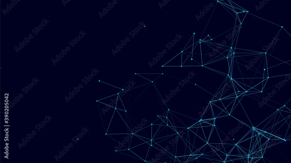 Aufkleber network connection structure on dark background. abstract vector technology background with dots and