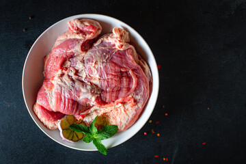 raw meat pork pulp healthy meal snack ingredient top view copy space for text food background rustic keto or paleo diet