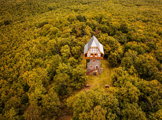 Fototapeta premium Famous Sasbérc-lookout at Buják, Hungary in autumn