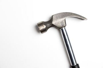 Silver hammer on a white background