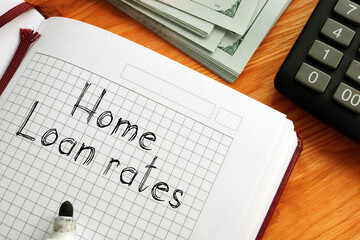 Fototapeta premium Home loan rates is shown on the business photo using the text