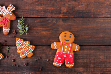 gingerbread christmas festive table holidays party new year gift tasty serving size top view copy space for text food background rustic gluten free