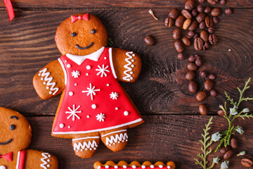 gingerbread christmas festive table holidays party new year gift tasty serving size top view copy space for text food background rustic gluten free