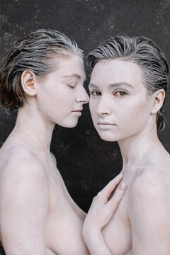 Two women with white skin