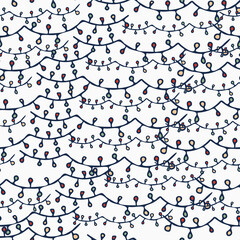 Vector seamless colorful pattern design with decorative Christmas garlands on white background