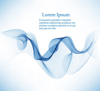 Abstract vector background, transparent waved lines for brochure, website design. Blue smoke wave.
