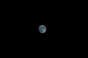 Blue Full Moon In The Night Sky