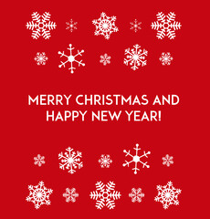 Naklejka na ściany i meble Merry Christmas and Happy New Year card design with snowflakes