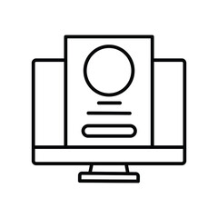 Computer Monitor File line Icon