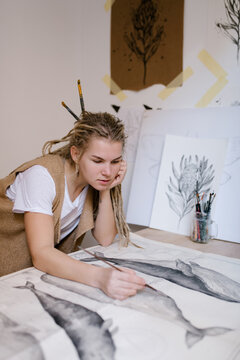 Young Woman Painting