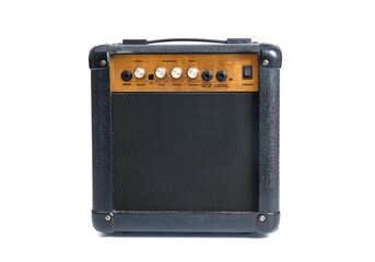 Small guitar combo amplifier isolated on white background - obrazy, fototapety, plakaty