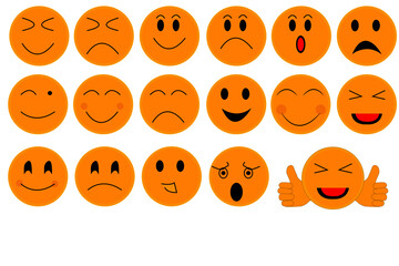 Obraz premium Yellow smileys emoticons vector set