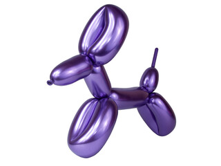 Violet bright balloon dog isolated on the white