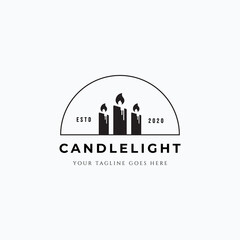 three candles with flame in a half circle logo vector illustration design