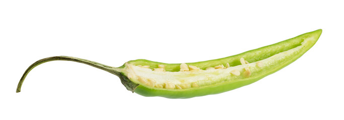 half green chilean pepper isolated on white
