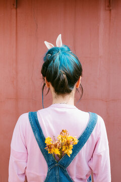 woman with rabbit ears .