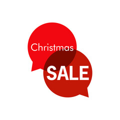 Rebajas de Navidad. Logotipo con texto Christmas Sale en burbujas de habla en color rojo