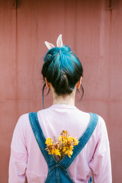 woman with rabbit ears .