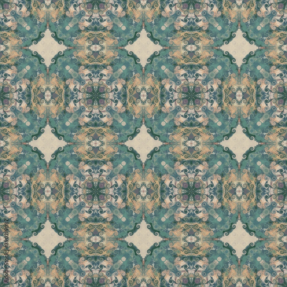 Fototapete abstract decorative multicolor texture kaleidoscopic pattern computer generated fractal design.