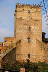 Obraz premium Tower of the medieval Lubart Castle in Lutsk, Volyn, Ukraine. Ukrainian tourism. Vertical image.