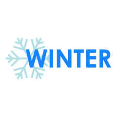 Logotipo con texto Winter con copo de nieve en color azul