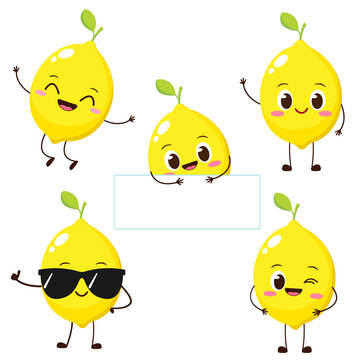 Cute happy yellow lemon character