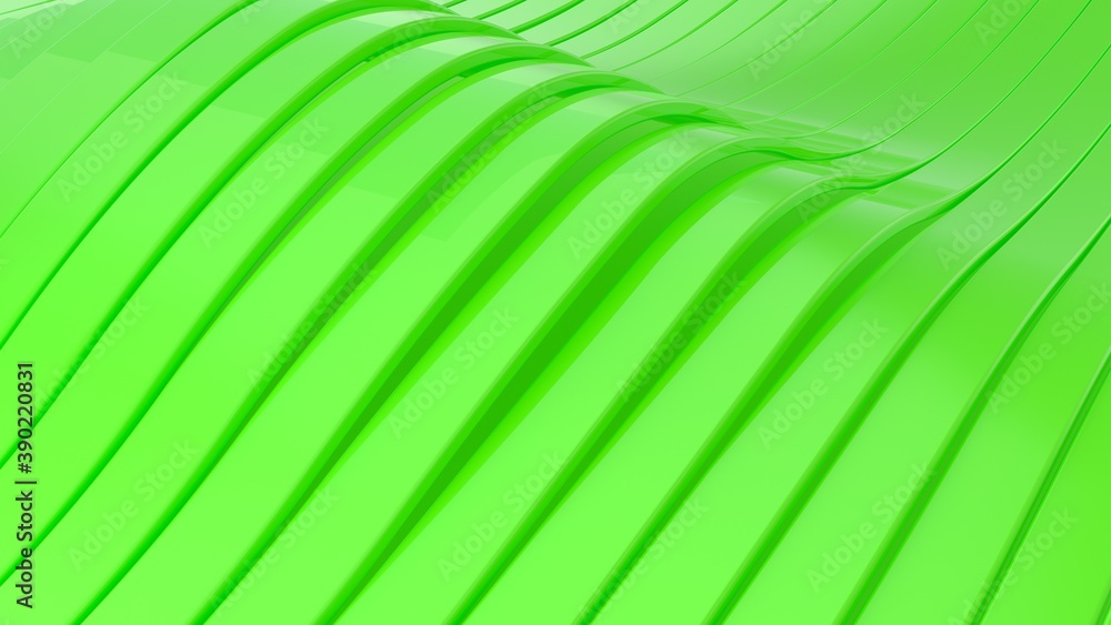 Poster abstract background with bright green lime wavy stripes. abstract cut paper stripes. modern backgrou