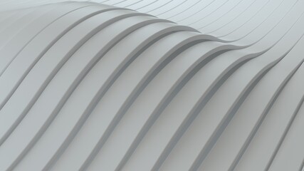Abstract background with white wavy stripes. Abstract cut paper stripes. Soft light effect. Modern white background template for documents, reports and presentations. Sci-Fi Futuristic. 3d rendering